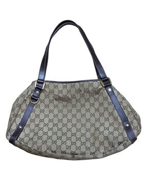 GUCCI•Abbey GG monogram canvas hobo handbag brown FLAWED